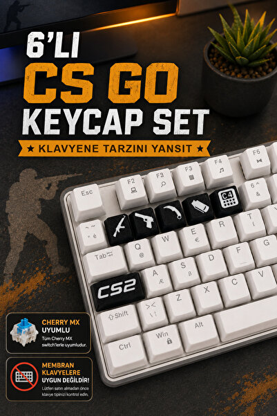 Makerpax CS2 Temalı Oyuncu Keycaps 6'lı Set - Cherry MX Uyumlu Mekanik Klavye...