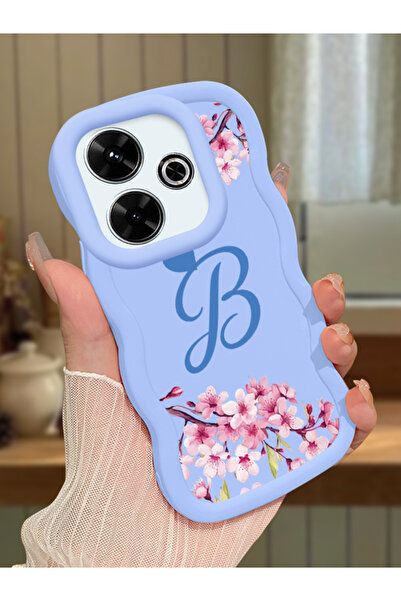 PATTERNOVA Redmi 13/13X Uyumlu Dalgalı yumuşak kenar kiraz çiçeği kılıf, este...