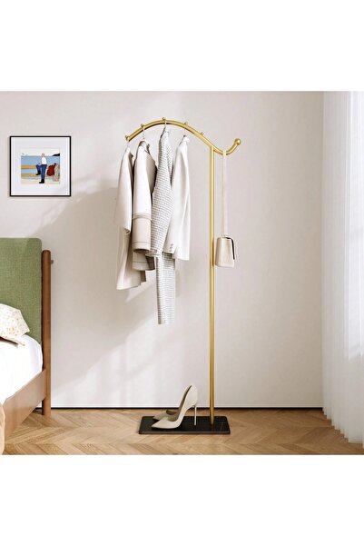Zztcmp Gold Curved Freestanding Coat Rack, Multi-Hook Metal Garment Rack, Mod...
