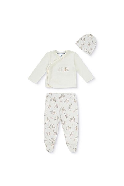 MOTHERCARE Kız Bebek Zıbın-Şapka-Alt Hayvan Baskılı Çıtçıtlı V Yaka Long Slee...