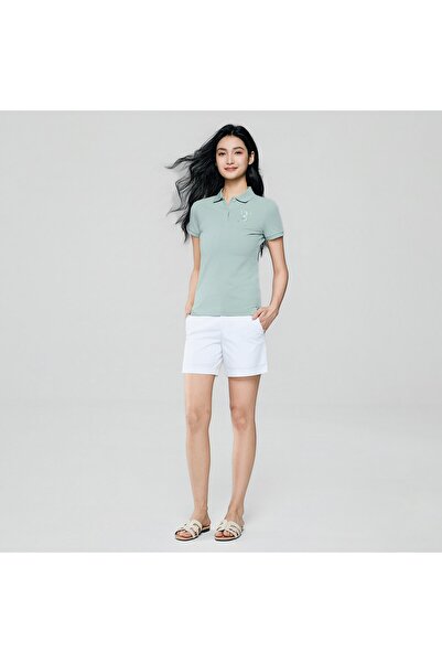 Giordano قميص بولو نسائي ضيق مطرز بتصميم أسد ثلاثي الأبعاد
