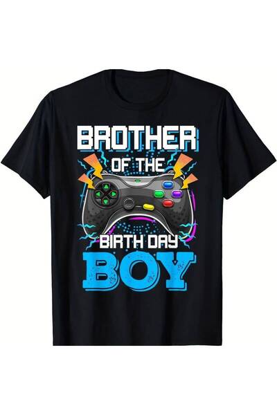NOURAM تي شيرت بطباعة فيديو "Brother of the Boy" من القطن الناعم برقبة دائرية...