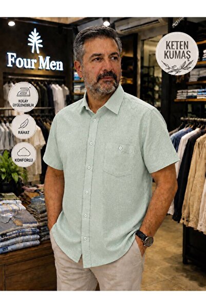 Aycan Fourmen Fourmen Cotton Fabric Comfortable Fit Collar Buttoned at the Bo...