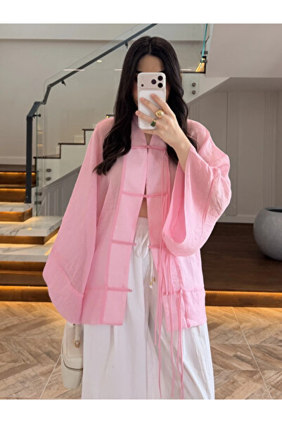 My Blog Pink Rope Lace Transparent Shirt - 5098