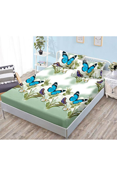 Pucioasa Set 3 Piese Lenjerie pentru Pat Dublu: Husa cu Elastic + 2 Fete de P...