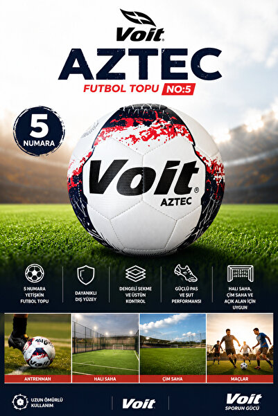 Voit Aztec Futbol Topu No:5 –Antrenman ve Maç Topu, Dayanıklı Yüzey, Yetişkin...