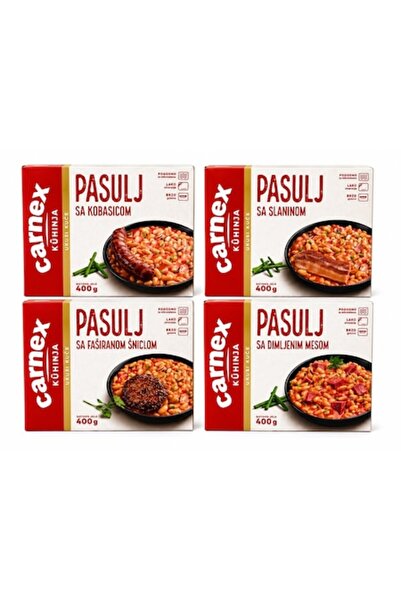 carnex Pachet 4 x 400g Mâncăruri gata preparate – Fasole cu ciolan afumat, Câ...