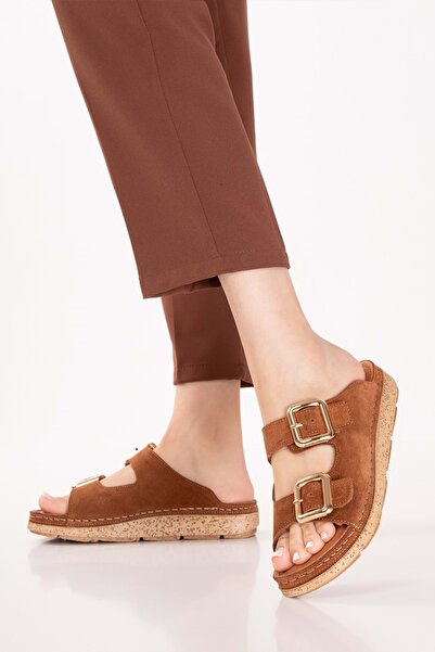 Cozi company Genuine Leather Heel Spur Special Soft Sole Buckle Women's Slippers
