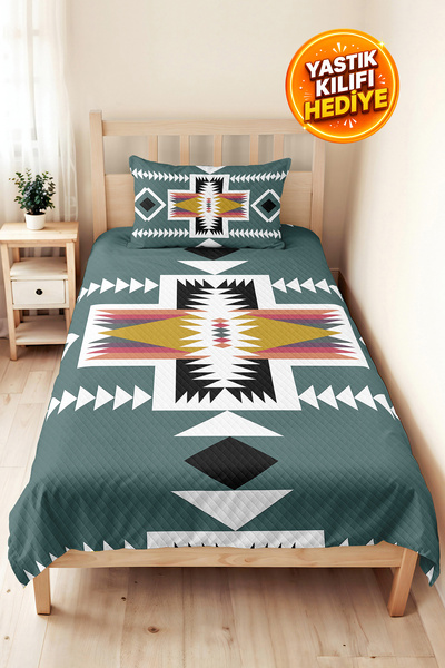 Evimde Bambaşka Set de lenjerie de pat pentru cameră de tineret, geometric, m...