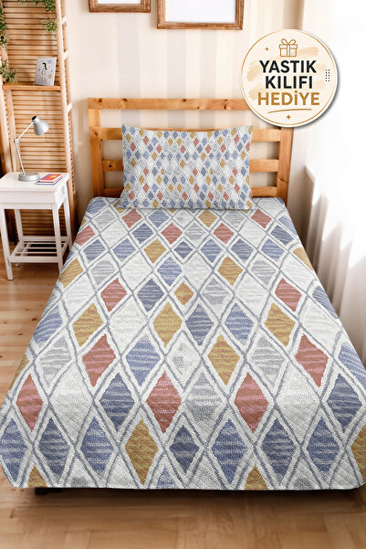 Evimde Bambaşka Geometrijski plavi set za mlade sobe, jednostruki pike set - ...