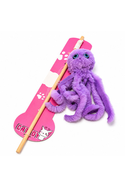 Cattooy Octopus fishing rod for cats, purple