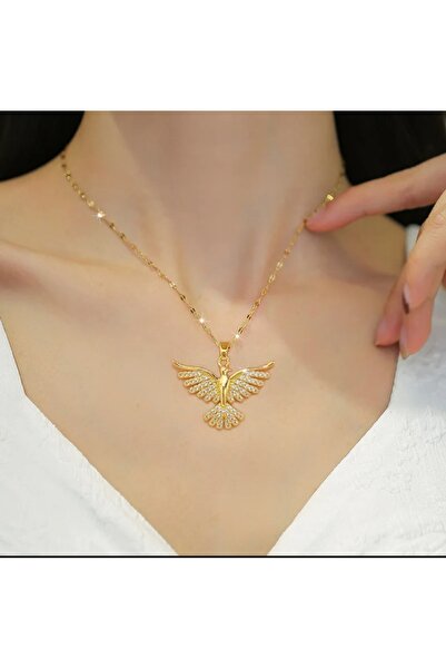 Umrece Phoenix Model Gold Steel Necklace