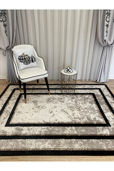 Brillant 50X100 Hasır Jüt Sisal Görünümlü Dekoratif Halı Kahve - Siyah
