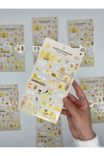 Kağıt Gemi Dükkan Kawaii Günlük Rutinler 42 Adet Tek Yaprak Sarı Paket Sticke...