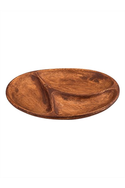 Paşabahçe Wooden Triple Serving Plate, Serving Plate, 1 Piece