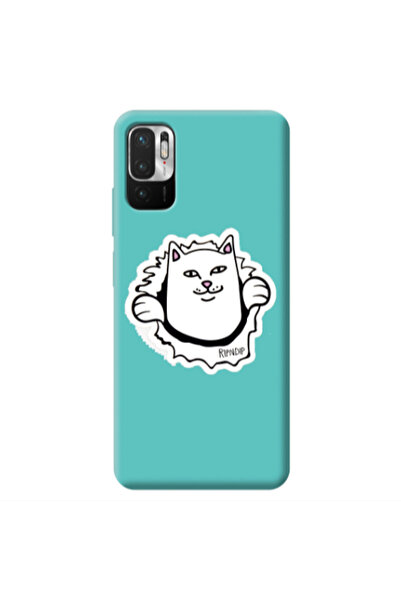 Other Xiaomi Redmi Note 10 Pro 5G White cat Turquoise Colored Silicone TPU Θήκη