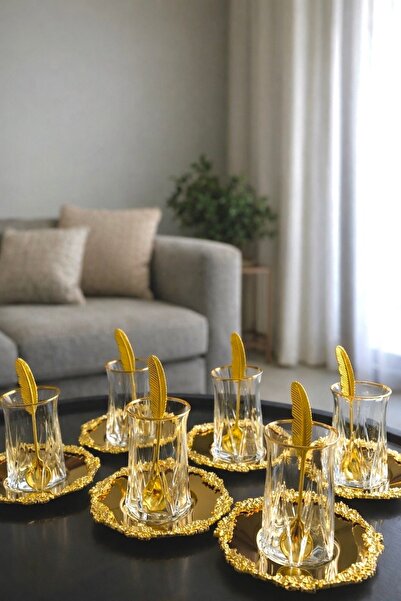 Limyacam 6 kişilik gold çay seti