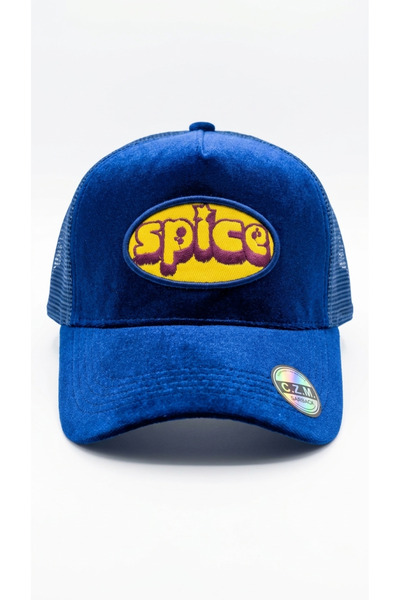 NO BRAND Velvet Trucker Cap with Embroidered Patch | Mesh Back Snapback Hat