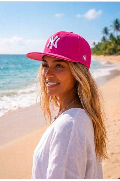 NY Unisex Adjustable Hat Fuchsia-White