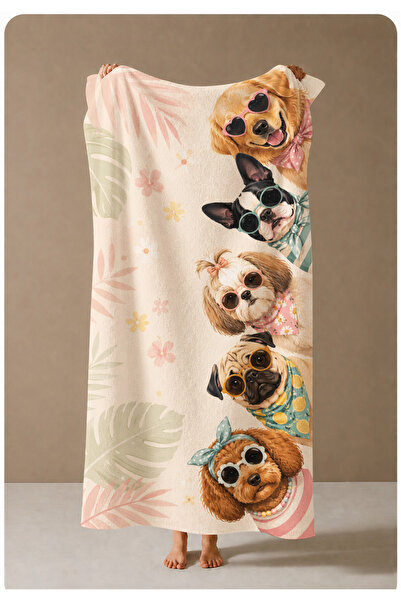 milroma Dog with Glasses Portrait Patterned 70X150 Beach Towel