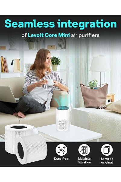 M.A&F's Core Mini Air Purifier Replacement Filter, 3-in-1, High-Efficiency Activated Carbon, Core Mini-RF, 2 Pack, White