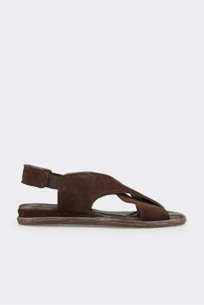 Elle Shoes Kahve Deri Kadın Düz Sandalet
