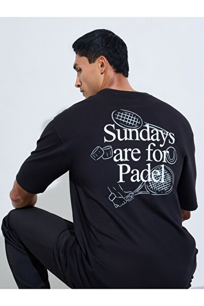 Styli Men Oversized Back Graphic Print Terry T-Shirt