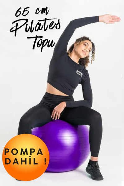 KAYRA LEATHER CRAFT Purple Pilates Ball 65 cm Non-Slip Durable Balance Sports...