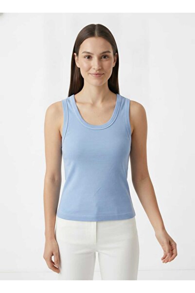 Giyim Dünyası Women's U-Neck Plain Tank Top Blue