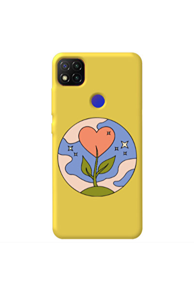 Other Xiaomi Redmi 9c Hearted Flower Yellow Colored Silicone TPU Θήκη