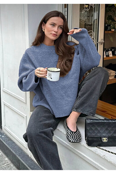 Gülce moda Kadın Bisiklet Yaka Oversize Triko Kazak