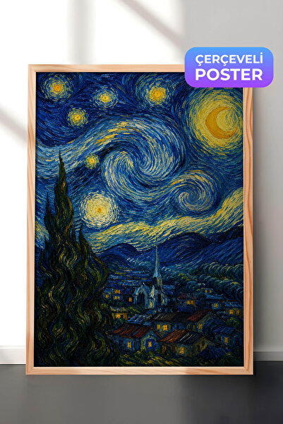 Zestia Pictură murală inspirată de Van Gogh, Noapte înstelată, Efect de pictu...