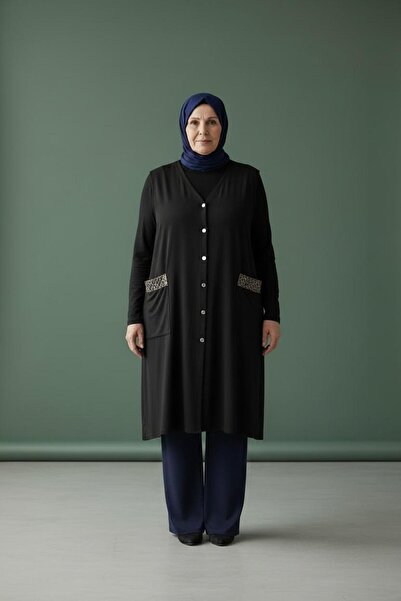 Nergiz Collection NERGİZ büyük beden uzun anne yelek