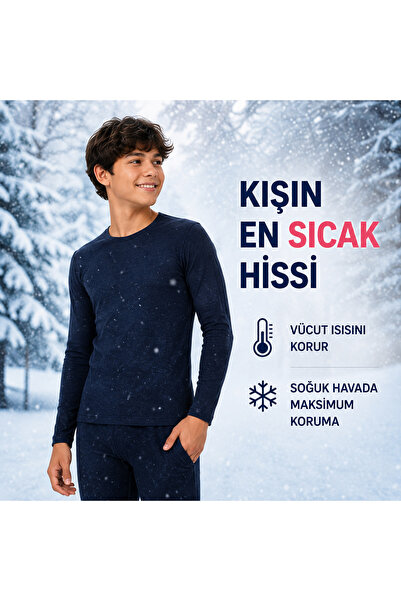don-x | Genç Erkek Termal Takım İçleri Pamuklu Garson Beden LACİVERT (12-18 YAŞ )