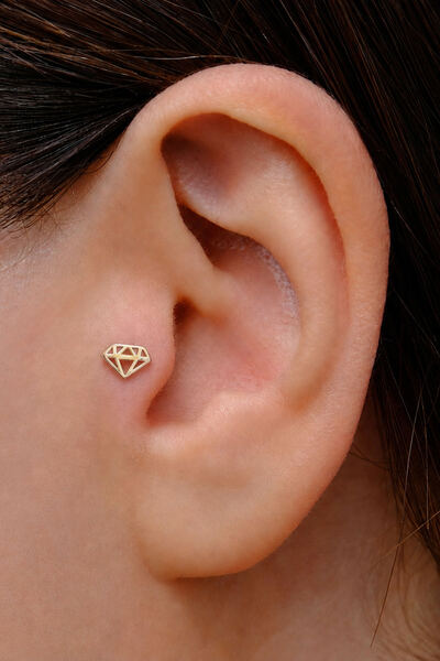 AMES GOLD KUYUMCULUK 14 Ayar Altın Elmas Figürlü Tragus Piercing