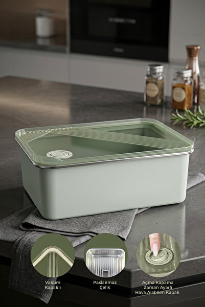 Kitchen Life Stainless Steel Vacuum Storage Container, Oven and Cake Containe...