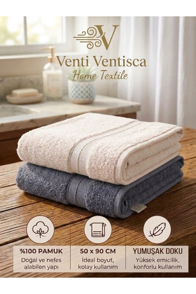 VENTİ VENTİSCA Şan Collection 100% Cotton 2 Pieces Floral Patterned 50 X 90 c...