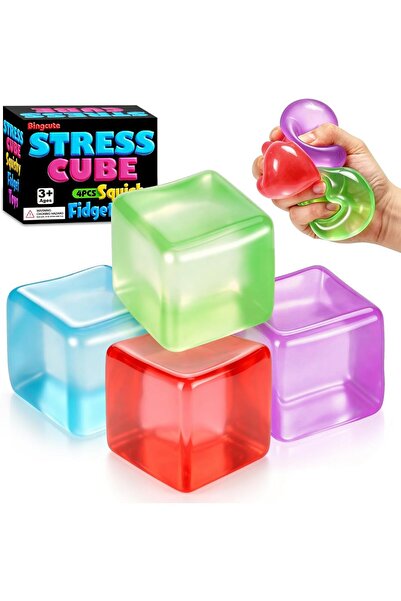 Bingcute 4 Pack Stress Cube Fidget Squishy Slow Rising Squeeze Sensory Stress...