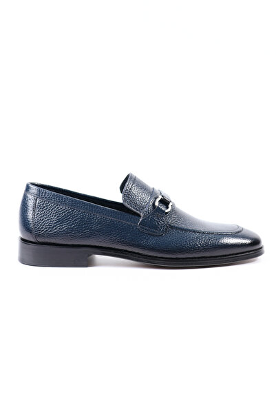 Tuna Genuine Leather Navy Blue Moccasin Classic Men's Shoes - K01