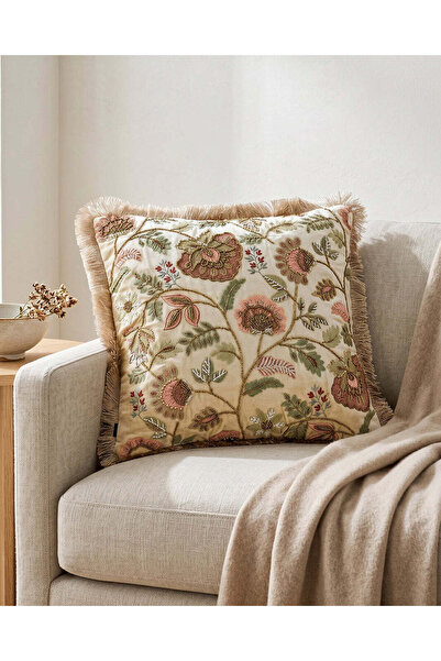 REDTAG Ivory Floral Embellished Cushion