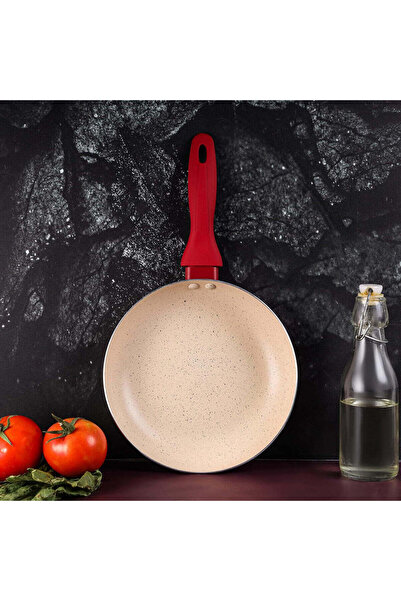 DELCASA DC 3411 Non Stick Frypan, 24 cm Size, Off White/Red