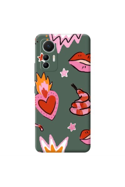 Other Xiaomi Mi 12 Lite Snake heart Dark Green Colored Silicone TPU Θήκη