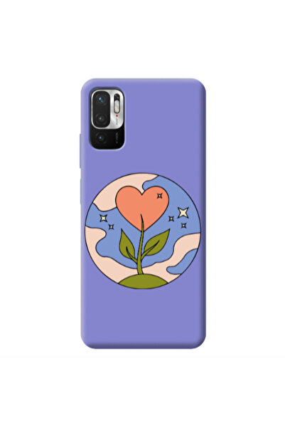 Other Xiaomi Redmi Note 10 Pro 5G Hearted Flower Purple Colored Silicone TPU ...