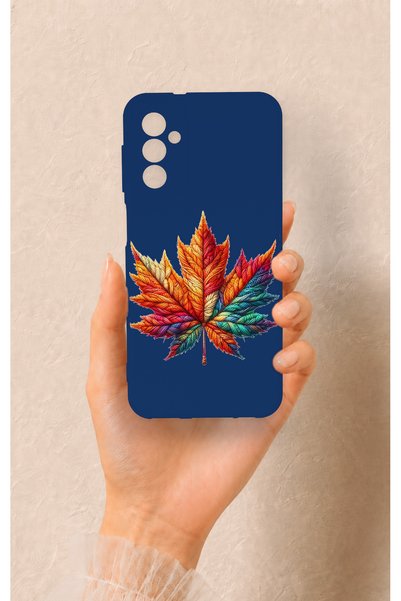 Vip Case Samsung M13 Compatible Colorful Leaf Pattern Silicone Case