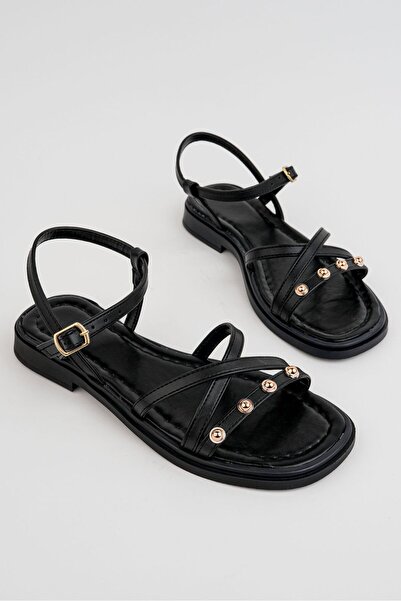 Abay Shoes Sandale Lita pentru femei, cu ținte aurii, confortabile, cu talpă ...