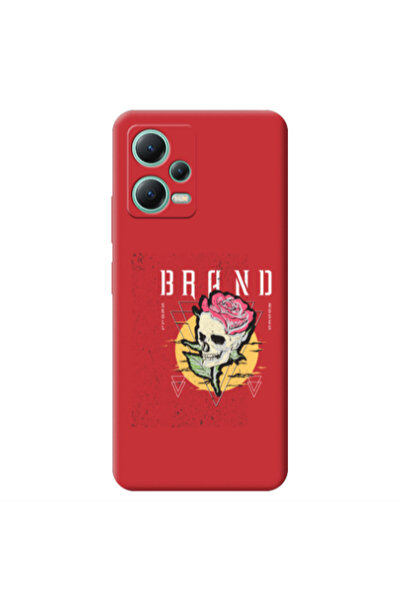 Other Xiaomi Redmi Note 12 Pro 5G Skull Roses Red Colored Silicone TPU Θήκη