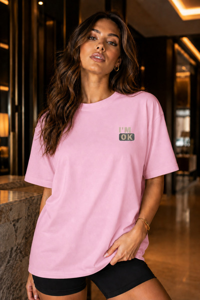 FECCY Premium majica sa printom jelena "I'm Okay" unisex oversize ženska maji...
