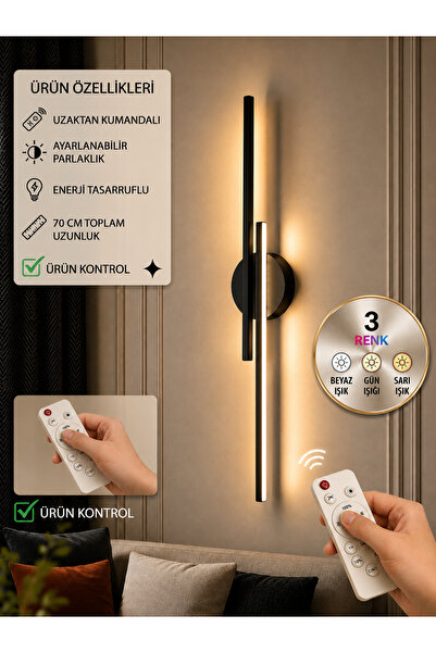 laaysa Led Aplik Dekor 3 Renk Işık kumandalı 70cm toplam uzunluk