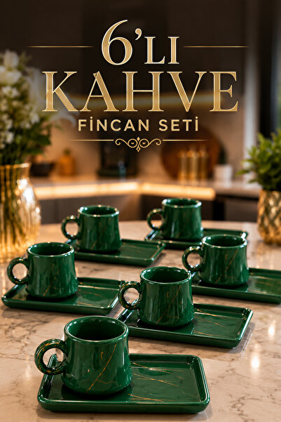 L'eDoren 6-Person Kutahya Ceramic Colored Coffee Cup Set - with Presentation ...