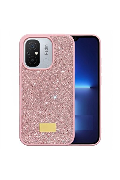 Pilanix Xiaomi Redmi 12C Kılıf Silikon Kenarlı Taşlı Parlak Lux Diamond Kapak